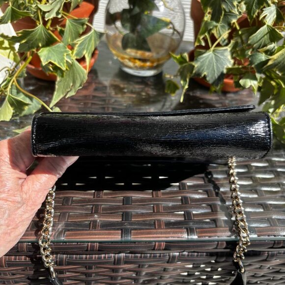 Kate Spade New York Black Hand Clutch or Crossbody Gold Chain Detail & Care Card - Picture 5 of 7